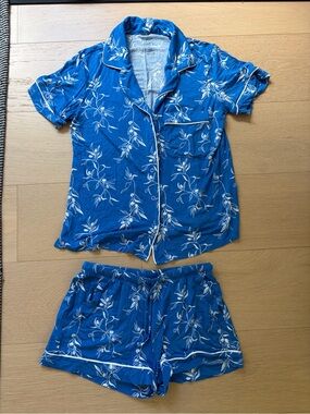 Auden Blue Olive Print Short Pajama Set